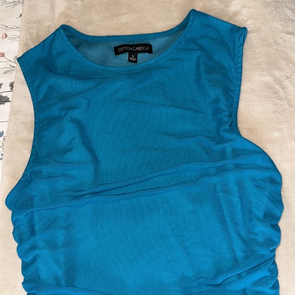 Blue rouched mini dress - Picture 2 of 2